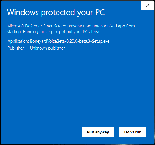 Boneyard Voice setup guide step 3: Check the installer name
