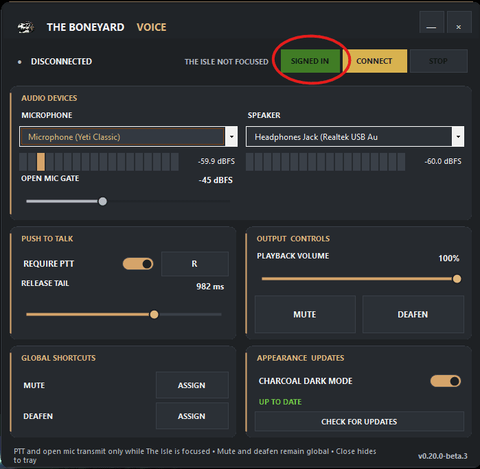 Boneyard Voice setup guide step 9: Voice Controls opens automatically